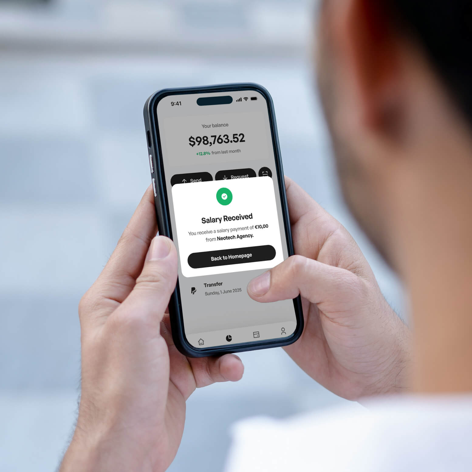Man using app on phone